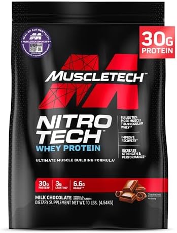 MuscleTech Nitro-Tech Whey Protein Powder Milk Chocolate 10 lbs Tub