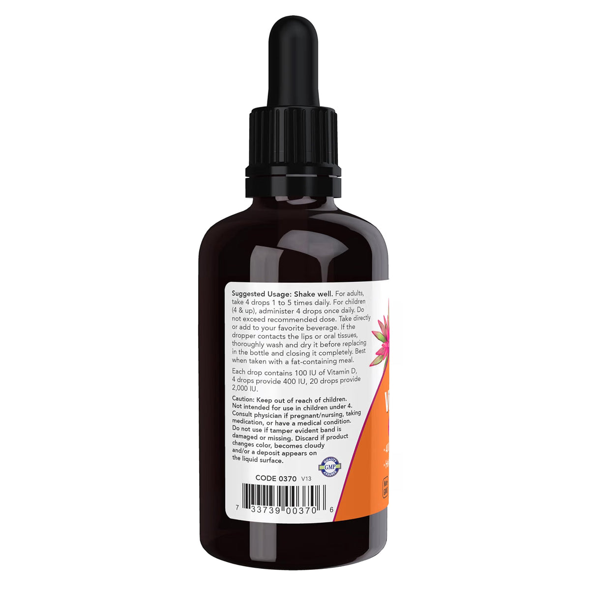 Now Foods Liquid Vitamin D-3 400Iu/Dropper, 2 Ounce