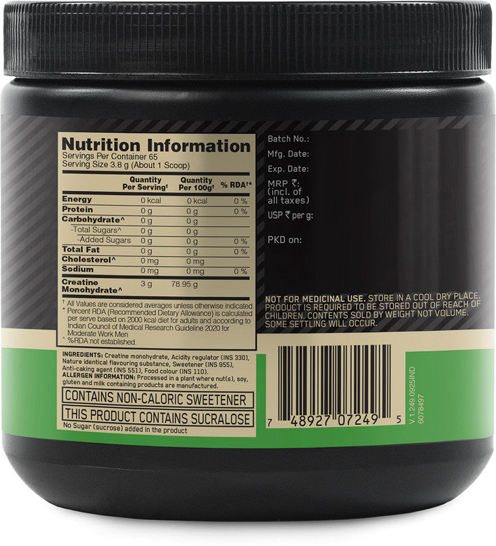 Optimum Nutrition Micronized Creatine Powder Creatine (250 g, Citurs Orange)