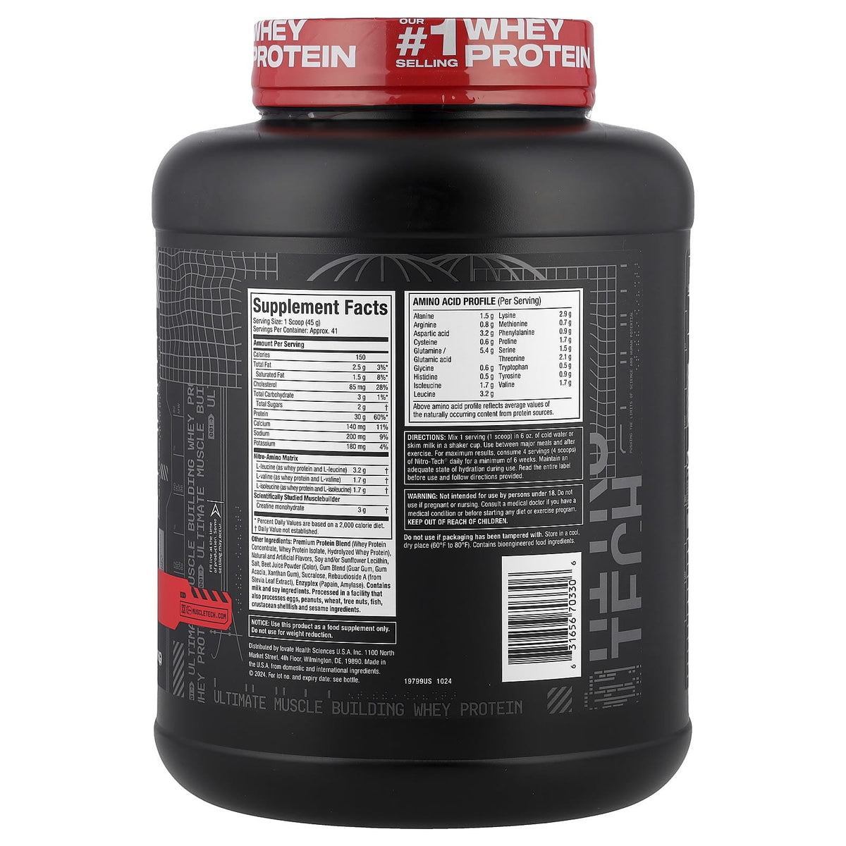 MuscleTech Whey Protein Powder (Milk Chocolate, 4LB) - 30g Protein