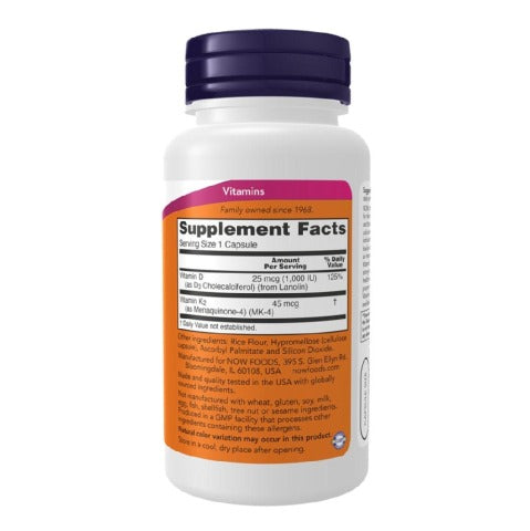 Now Vitamin D3 & K2 (1000 IU), 120 capsules
