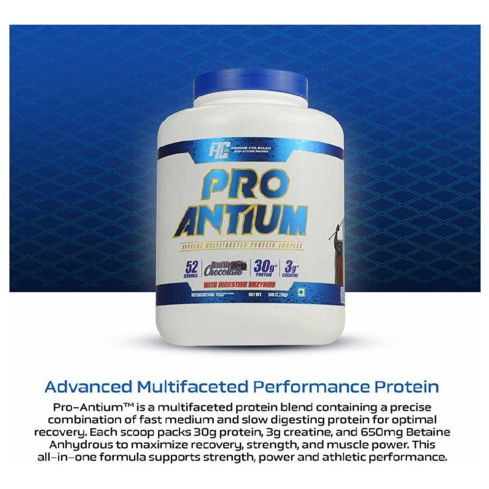 Ronnie Coleman Pro-Antium Whey Protein 5 lb Double Chocolate Front View