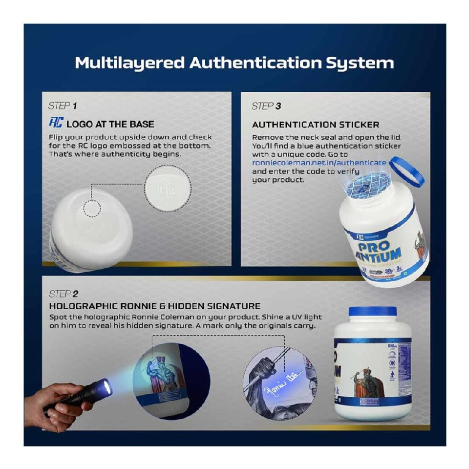 Ronnie Coleman Pro-Antium Authenticity & Quality Verification Seal